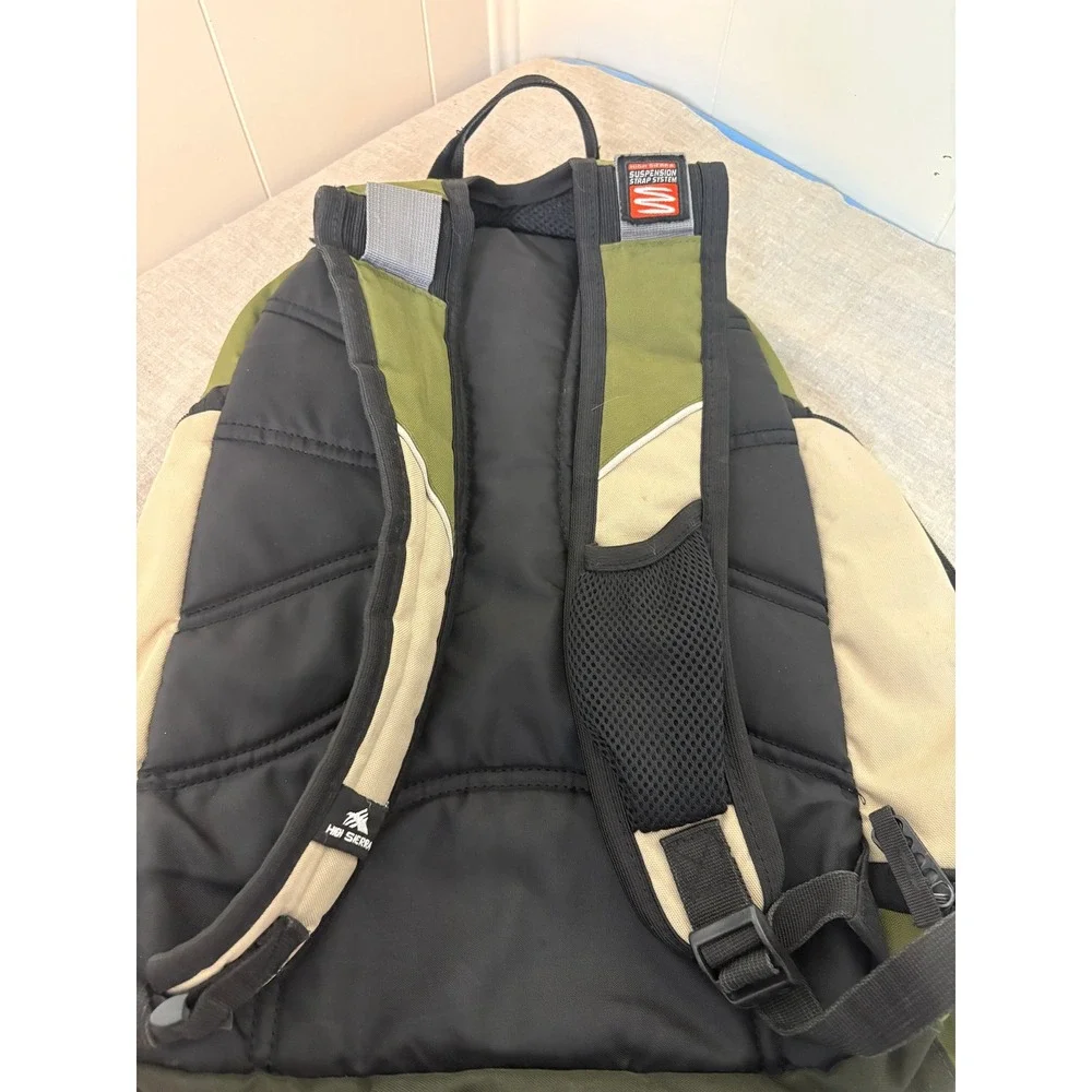 High Sierra Backpack Unisex Large Olive Green Suspension Strap System Utility